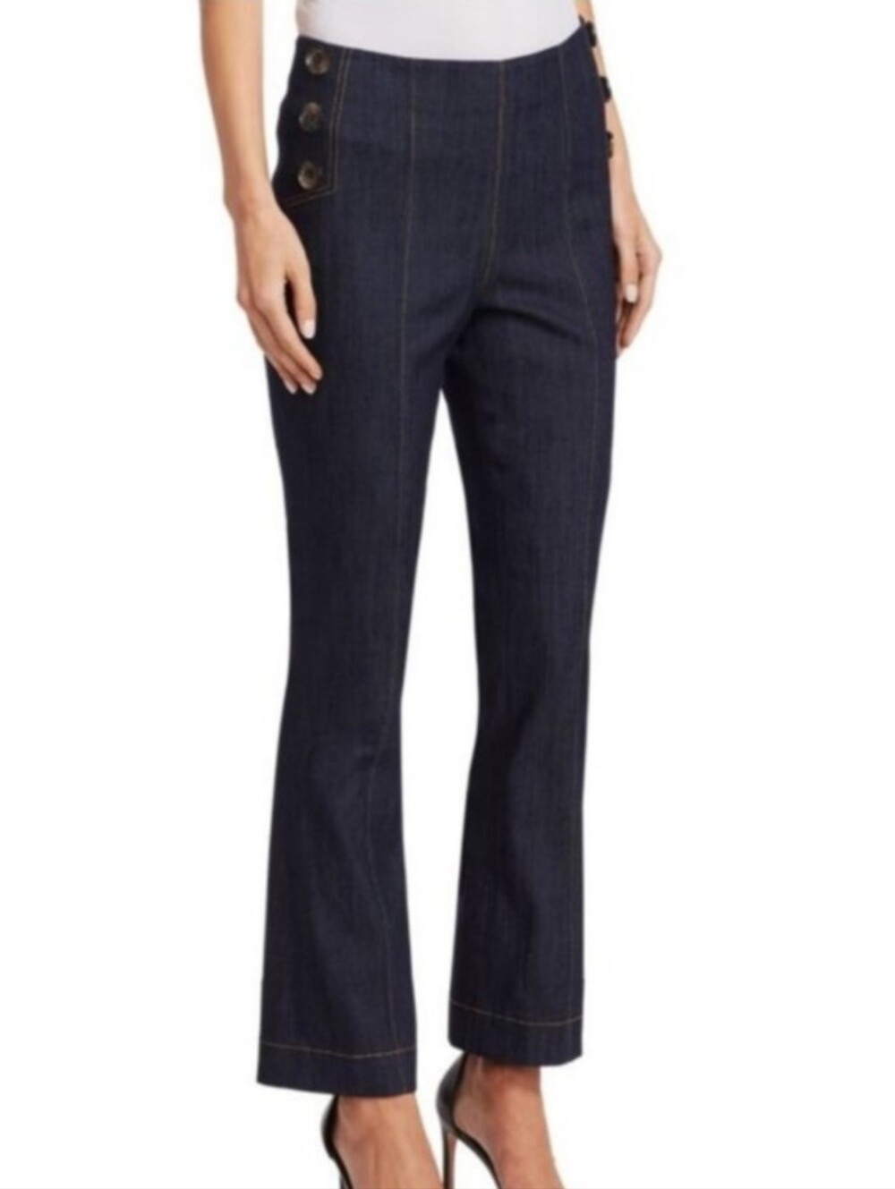 Cinq A Sept Chantal Sailor Crop Flare Jeans Deep Indigo